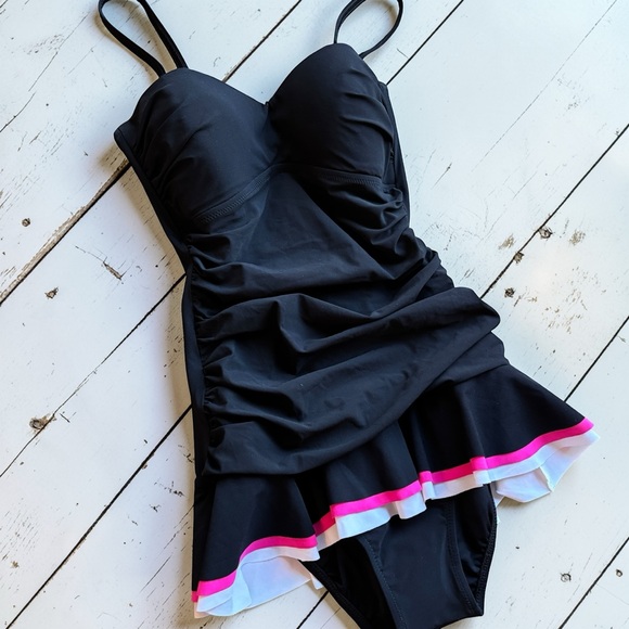 Profile By Gottex Other - Profile by Gottex Swimdress Size 6 Black Ruched One Piece